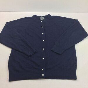 Luxelon Designers Original Womens Navy Blue Sweater Pearl Buttons Size Medium